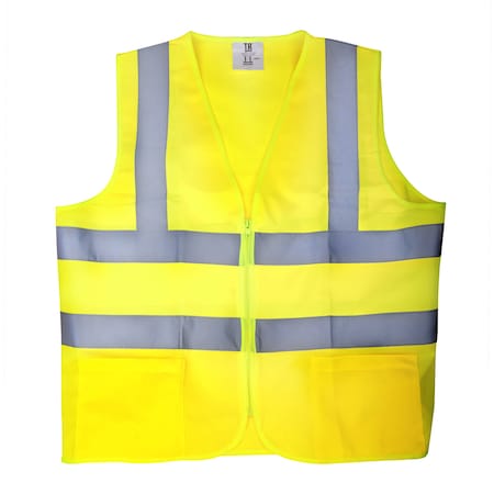 Yellow High Visibility Reflective Class 2 Safety Vest, M, 5-pk